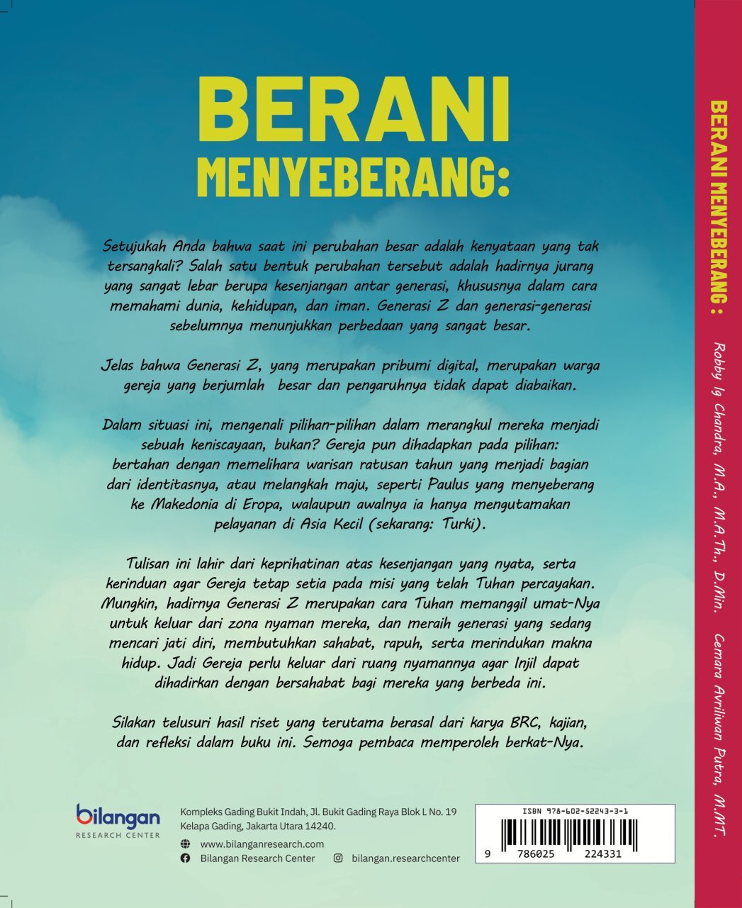 Berani Menyeberang: Menjadi Gereja yang Belajar untuk Ramah bagi Generasi Z - Cover Belakang